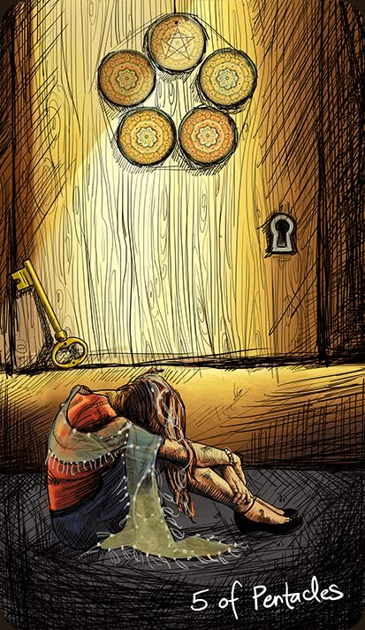 Five of Pentacles — Psyche, lost and depleted (3 of 3)