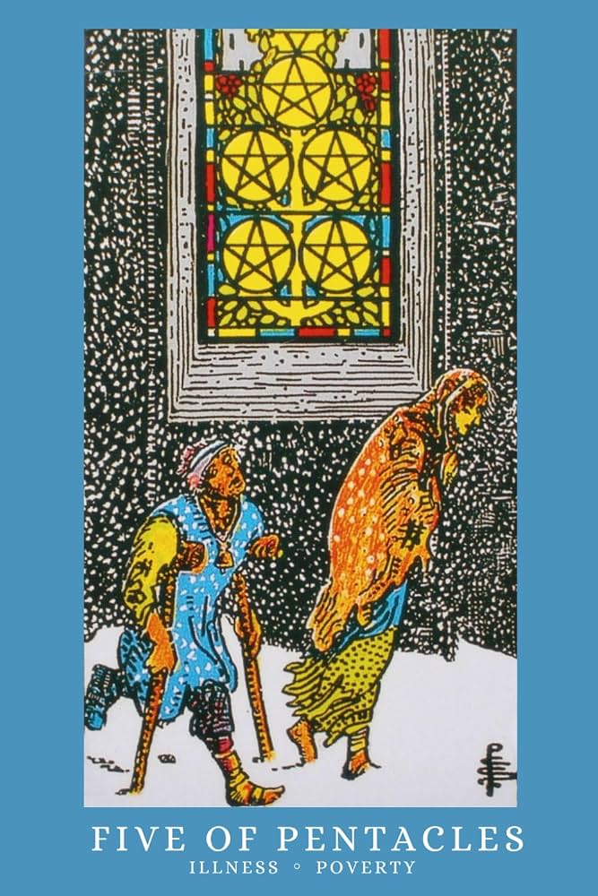 Five of Pentacles — Psyche, lost and depleted (2 of 3)